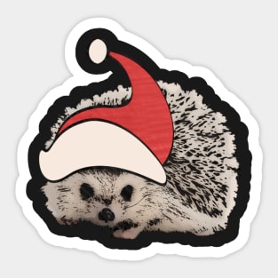 Hedgehog Christmas Santa Elf Vintage Novelty Gift Sticker